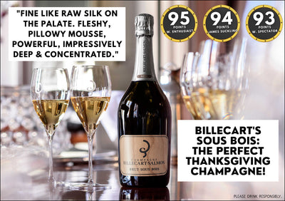 95pt Billecart Sous Bois "Fine Like Raw SILK" Perfect Thxgiving Champagne