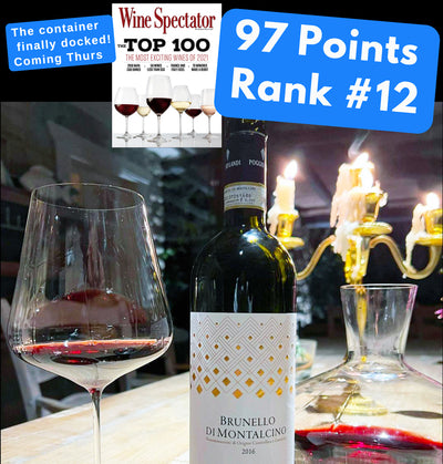 WS 97 Rank #12 Top 100 Brunello '16 Bombshell