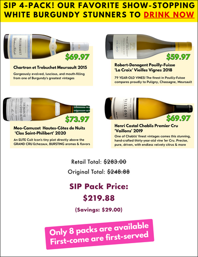 SHOW-STOPPING Wht Burgundy Favs 4PK! Meo-Camuzet, Meursault '15, Premier Cru Chablis